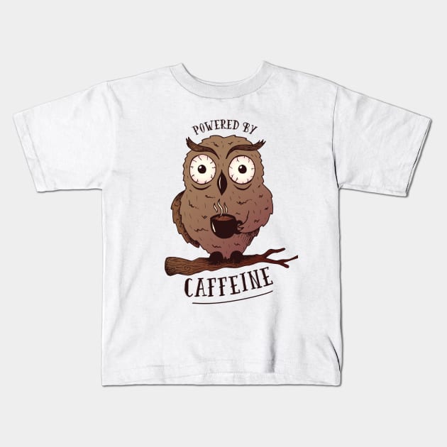 Caffeine Owl Kids T-Shirt by LR_Collections